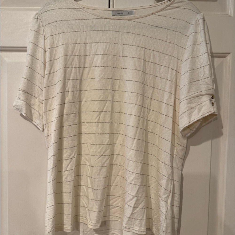 Striped Cream Short Sleeve Top